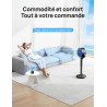 DREO Smart Ventilateur sur Pied 25dB Silencieux, Flux d'air 7.5 m/s, Portée de 30 m, Oscillation à 120° + 105°, avec Télécommand