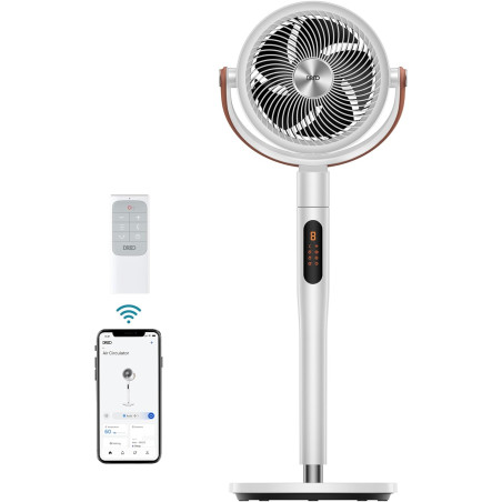 Dreo Smart Ventilateur sur Pied Silencieux 25dB, 30M portée, 1650m³/h Volume d'air, Turbo Circulateur, Hauteur 110CM, 6 Modes, 8