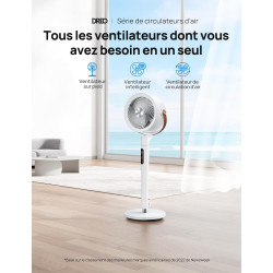 Dreo Smart Ventilateur sur Pied Silencieux 25dB, 30M portée, 1650m³/h Volume d'air, Turbo Circulateur, Hauteur 110CM, 6 Modes, 8