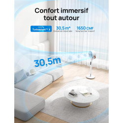 Dreo Smart Ventilateur sur Pied Silencieux 25dB, 30M portée, 1650m³/h Volume d'air, Turbo Circulateur, Hauteur 110CM, 6 Modes, 8