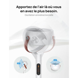 Dreo Smart Ventilateur sur Pied Silencieux 25dB, 30M portée, 1650m³/h Volume d'air, Turbo Circulateur, Hauteur 110CM, 6 Modes, 8