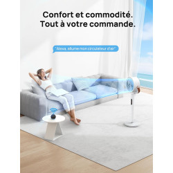 Dreo Smart Ventilateur sur Pied Silencieux 25dB, 30M portée, 1650m³/h Volume d'air, Turbo Circulateur, Hauteur 110CM, 6 Modes, 8