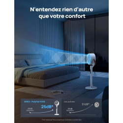 Dreo Smart Ventilateur sur Pied Silencieux 25dB, 30M portée, 1650m³/h Volume d'air, Turbo Circulateur, Hauteur 110CM, 6 Modes, 8