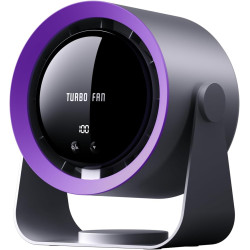 Ventilateur de bureau USB rechargeable avec affichage numérique, 5 vitesses ultra-silencieux, inclinable à 90°, suspendable pour