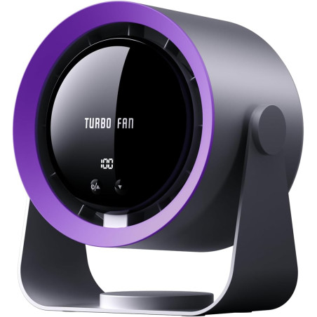 Ventilateur de bureau USB rechargeable avec affichage numérique, 5 vitesses ultra-silencieux, inclinable à 90°, suspendable pour
