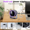 Ventilateur de bureau USB rechargeable avec affichage numérique, 5 vitesses ultra-silencieux, inclinable à 90°, suspendable pour