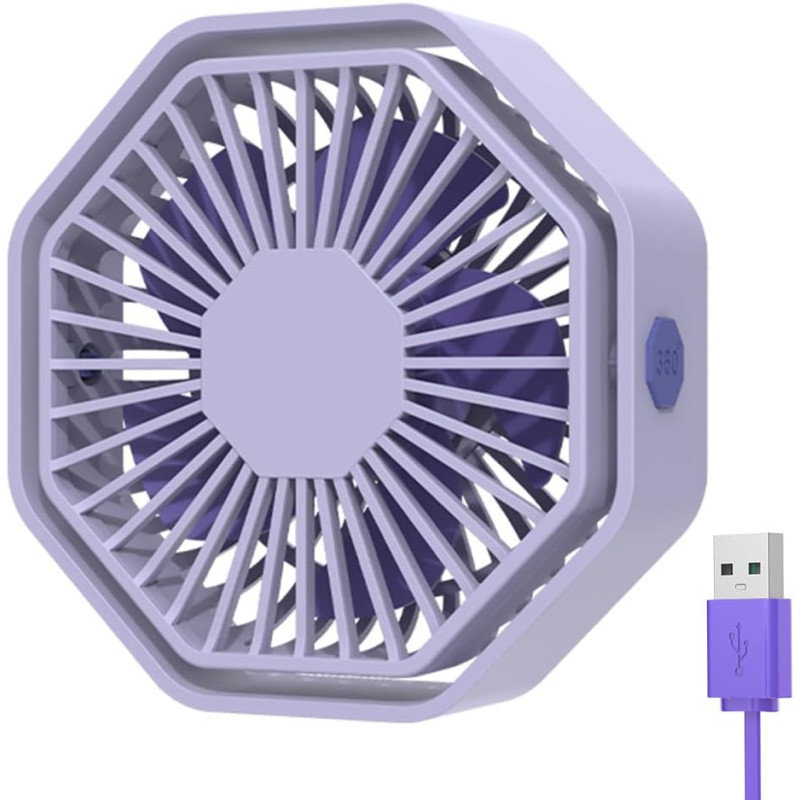 Mini Ventilateur Puissant et Silencieux Portable - 3 Vitesses, Rotation 360°, Alimenté par USB - Pour La Chambre, Bureau, Domair