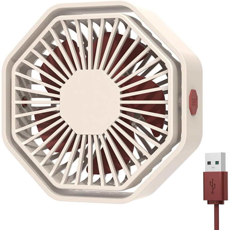 Mini Ventilateur Puissant, Ventilateur Silencieux Portable, 3 Vitesse Petit Ventilateur Table Pour La Chambre, Bureau, Domair(Ro