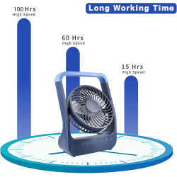 ATEngeus Ventilateur de bureau USB 6" avec batterie 20000 mAh Petit ventilateur de table Tête réglable à 3 vitesses rotatif à 18