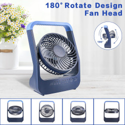 ATEngeus Ventilateur de bureau USB 6" avec batterie 20000 mAh Petit ventilateur de table Tête réglable à 3 vitesses rotatif à 18
