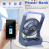 ATEngeus Ventilateur de bureau USB 6" avec batterie 20000 mAh Petit ventilateur de table Tête réglable à 3 vitesses rotatif à 18