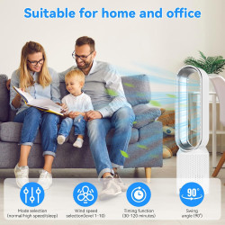 Solace Ventilateur colonne,ventilateur tour de bureau de 58 cm,10 vitesses,oscillant à 90° avec télécommande,minuterie 2h,ventil