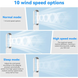 Solace Ventilateur colonne,ventilateur tour de bureau de 58 cm,10 vitesses,oscillant à 90° avec télécommande,minuterie 2h,ventil