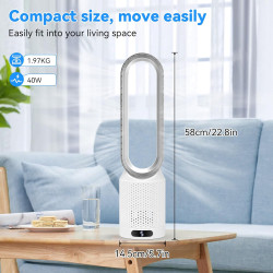 Solace Ventilateur colonne,ventilateur tour de bureau de 58 cm,10 vitesses,oscillant à 90° avec télécommande,minuterie 2h,ventil