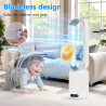 Solace Ventilateur colonne,ventilateur tour de bureau de 58 cm,10 vitesses,oscillant à 90° avec télécommande,minuterie 2h,ventil