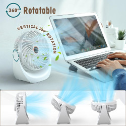 Solace Ventilateur de table silencieux, ventilateur usb, mini ventilateur portable, batterie rechargeable 4000 mAh, 5 niveaux de
