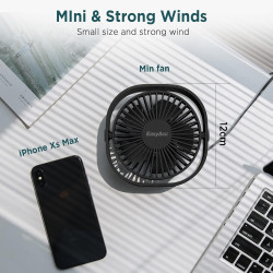 EasyAcc Ventilateur USB Mini Ventilateur de Table Silencieux Portable Ventilateur USB 3 Vitesse pour Bureau Maison