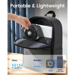 EasyAcc Ventilateur USB, Mini Ventilateur Portable Silencieux Bureau, Puissant Jusqu'à 5.9 m/s, 3 Vitesses, Rotation 270°, Petit