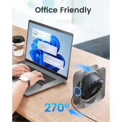 EasyAcc Ventilateur USB, Mini Ventilateur Portable Silencieux Bureau, Puissant Jusqu'à 5.9 m/s, 3 Vitesses, Rotation 270°, Petit