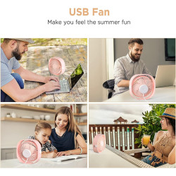 EasyAcc Ventilateur USB Mini Ventilateur de Table Silencieux Portable Ventilateur USB 3 Vitesse pour Bureau Maison