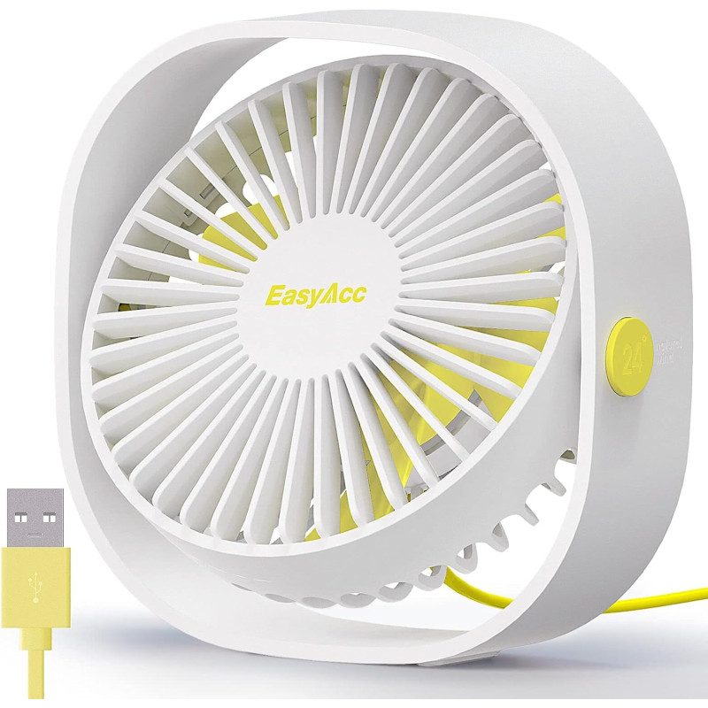 EasyAcc Ventilateur USB Mini Ventilateur de Table Silencieux Portable Ventilateur USB 3 Vitesse pour Bureau Maison