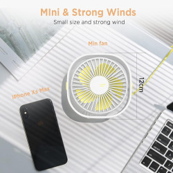 EasyAcc Ventilateur USB Mini Ventilateur de Table Silencieux Portable Ventilateur USB 3 Vitesse pour Bureau Maison