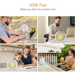 EasyAcc Ventilateur USB Mini Ventilateur de Table Silencieux Portable Ventilateur USB 3 Vitesse pour Bureau Maison