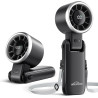 WHATOOK Mini Ventilateur USB Portable - 5 Vitesses, Réglable, Base Incluse pour Bureau, Extérieur, Poche, Voyage