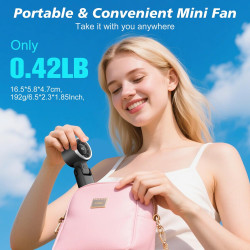 WHATOOK Mini Ventilateur USB Portable - 5 Vitesses, Réglable, Base Incluse pour Bureau, Extérieur, Poche, Voyage