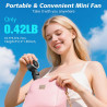 WHATOOK Mini Ventilateur USB Portable - 5 Vitesses, Réglable, Base Incluse pour Bureau, Extérieur, Poche, Voyage