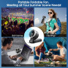 WHATOOK Mini Ventilateur USB Portable - 5 Vitesses, Réglable, Base Incluse pour Bureau, Extérieur, Poche, Voyage