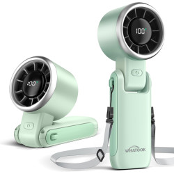 WHATOOK Ventilateur Mini Ventilateur Portable USB Bureau 5 Vitesses Réglable Base Pochable Cyan