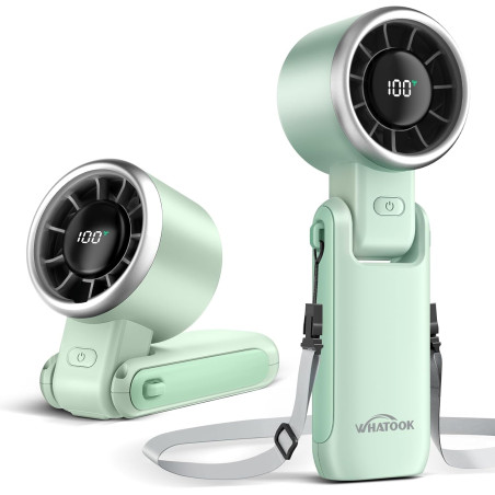 WHATOOK Ventilateur Mini Ventilateur Portable USB Bureau 5 Vitesses Réglable Base Pochable Cyan