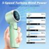 WHATOOK Ventilateur Mini Ventilateur Portable USB Bureau 5 Vitesses Réglable Base Pochable Cyan