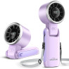 WHATOOK Ventilateur portable rechargeable USB, 5 vitesses, inclinaison 90°, mini ventilateur de bureau pliable LED pour la maiso