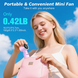 WHATOOK Ventilateur portable rechargeable USB, 5 vitesses, inclinaison 90°, mini ventilateur de bureau pliable LED pour la maiso