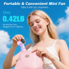 WHATOOK Ventilateur portable rechargeable USB, 5 vitesses, inclinaison 90°, mini ventilateur de bureau pliable LED pour la maiso