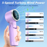 WHATOOK Ventilateur portable rechargeable USB, 5 vitesses, inclinaison 90°, mini ventilateur de bureau pliable LED pour la maiso