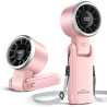 WHATOOK Mini Ventilateur USB Portatif de Bureau - 5 Vitesses Réglables avec Base pour Extérieur, Poche, Voyage Rose