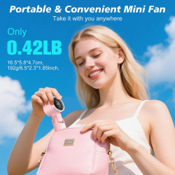 WHATOOK Mini Ventilateur USB Portatif de Bureau - 5 Vitesses Réglables avec Base pour Extérieur, Poche, Voyage Rose