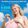 WHATOOK Mini Ventilateur USB Portatif de Bureau - 5 Vitesses Réglables avec Base pour Extérieur, Poche, Voyage Rose