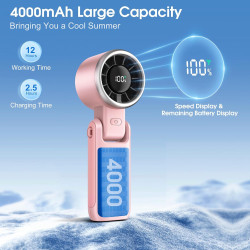 WHATOOK Mini Ventilateur USB Portatif de Bureau - 5 Vitesses Réglables avec Base pour Extérieur, Poche, Voyage Rose