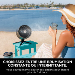 Shark FlexBreeze Pro Mist Ventilateur intérieur/extérieur sans fil, Brumisateur portable, Portée 20 m, Sur pied ou de table, 5 v