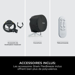 Shark FlexBreeze Ventilateur à haute vélocité, ventilateur portable hybride avec/sans fil pour l'intérieur et l'extérieur, résis