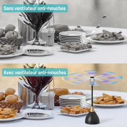 Anti Mouche Ventilateur de Table, Anti Moucherons Plié et Suspendu, Ventilateur Anti Moustique Exterieur Efficaces Alimenté par 