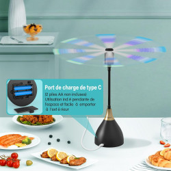 Anti Mouche Ventilateur de Table, Anti Moucherons Plié et Suspendu, Ventilateur Anti Moustique Exterieur Efficaces Alimenté par 