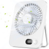 Ventilateur de Bureau Portable - 3000mAh Ventilateur à Main/Suspendu USB,5 Vitesses,Jusqu'à 8h,Angle Réglable à 180°,Faible Brui