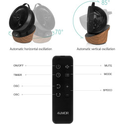 4UMOR Ventilateur Ultra Silencieux 20dB avec Télécommande 1823m³/h Moteur DC 12 Vitesses 8h Minuterie 3D Oscillation Turbo Venti
