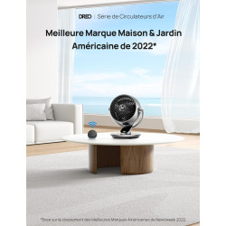 Dreo Ventilateur de table 28 dB, 18 cm, 4 vitesses, 5 modes, minuterie 12h, oscillant à 120° + 90° avec télécommande, commande v