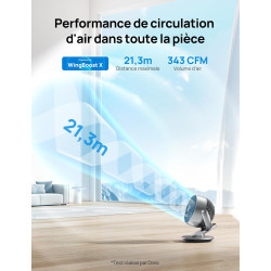 Dreo Ventilateur de table 28 dB, 18 cm, 4 vitesses, 5 modes, minuterie 12h, oscillant à 120° + 90° avec télécommande, commande v